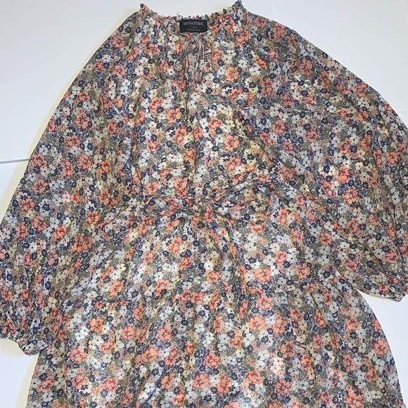 🆕 Minkpink “Arve” Floral Balloon Sleeved Dress - Women’s Size XL - Picture 5 of 14